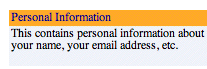 Personal Information option
