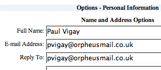 Setting email address